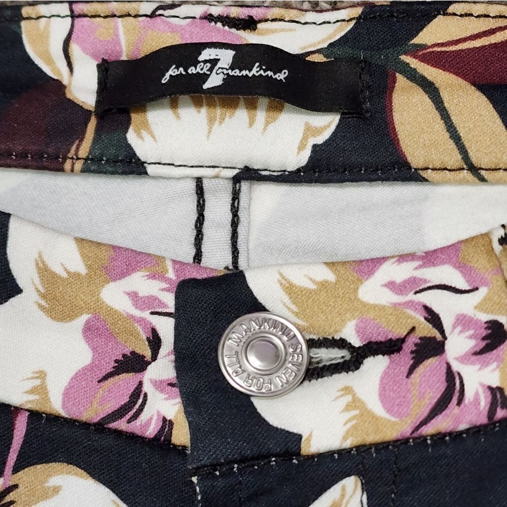 7 for all mankind Navy Blue Floral spring Print Ankle Skinny Jean - Picture 9 of 16